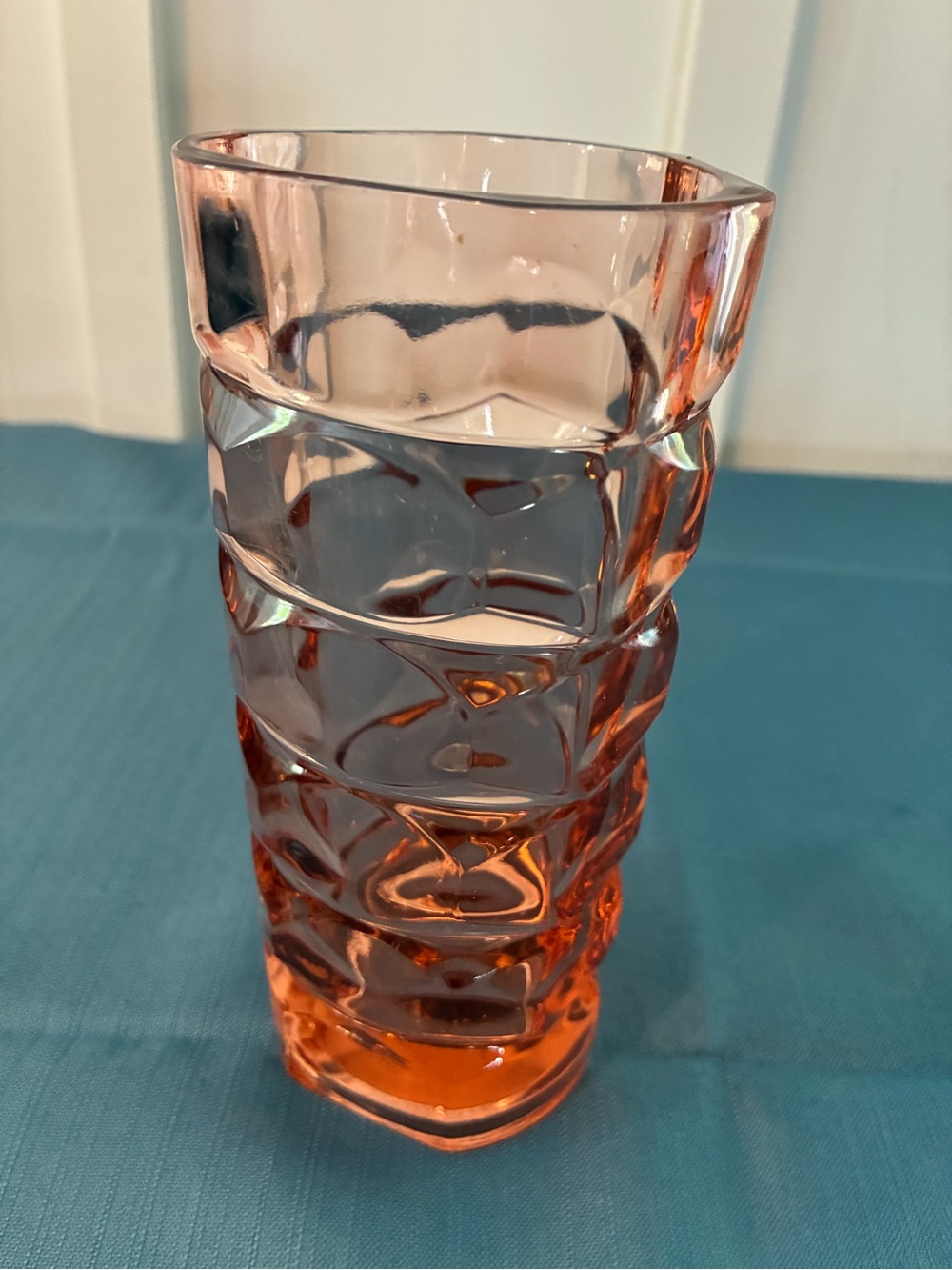 Vintage Pink Rosaline Textured Glass Vase Luminarc France